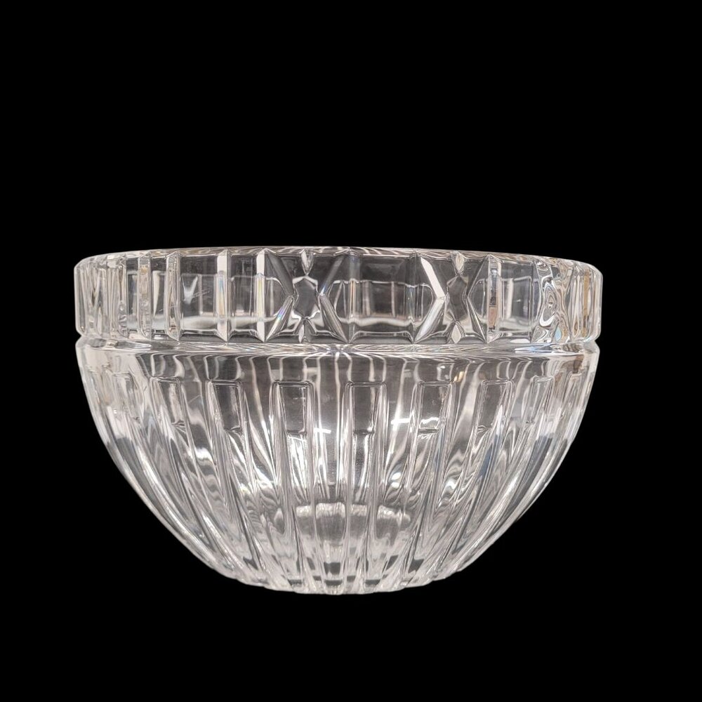Tiffany & Co Atlas Collection Crystal Bowl 1980s Roman Numerals 10'' W Signed - Picture 2 of 7